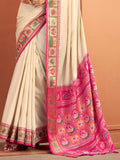 Bewitching Beige Patola Weaving Silk Festive Wear Saree With Blouse - Zeel Clothing