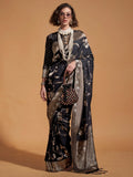 Bewitching Black Zari Weaving Silk Reception Wear Saree With Blouse - Zeel Clothing