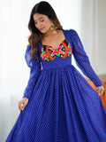 Bewitching Blue Laheriya Printed Georgette Navratri Wear Gown