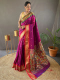 Bewitching Dark Pink Zari Work Silk Festive Wear Saree - Zeel Clothing