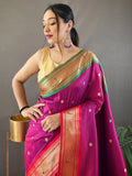 Bewitching Dark Pink Zari Work Silk Festive Wear Saree - Zeel Clothing