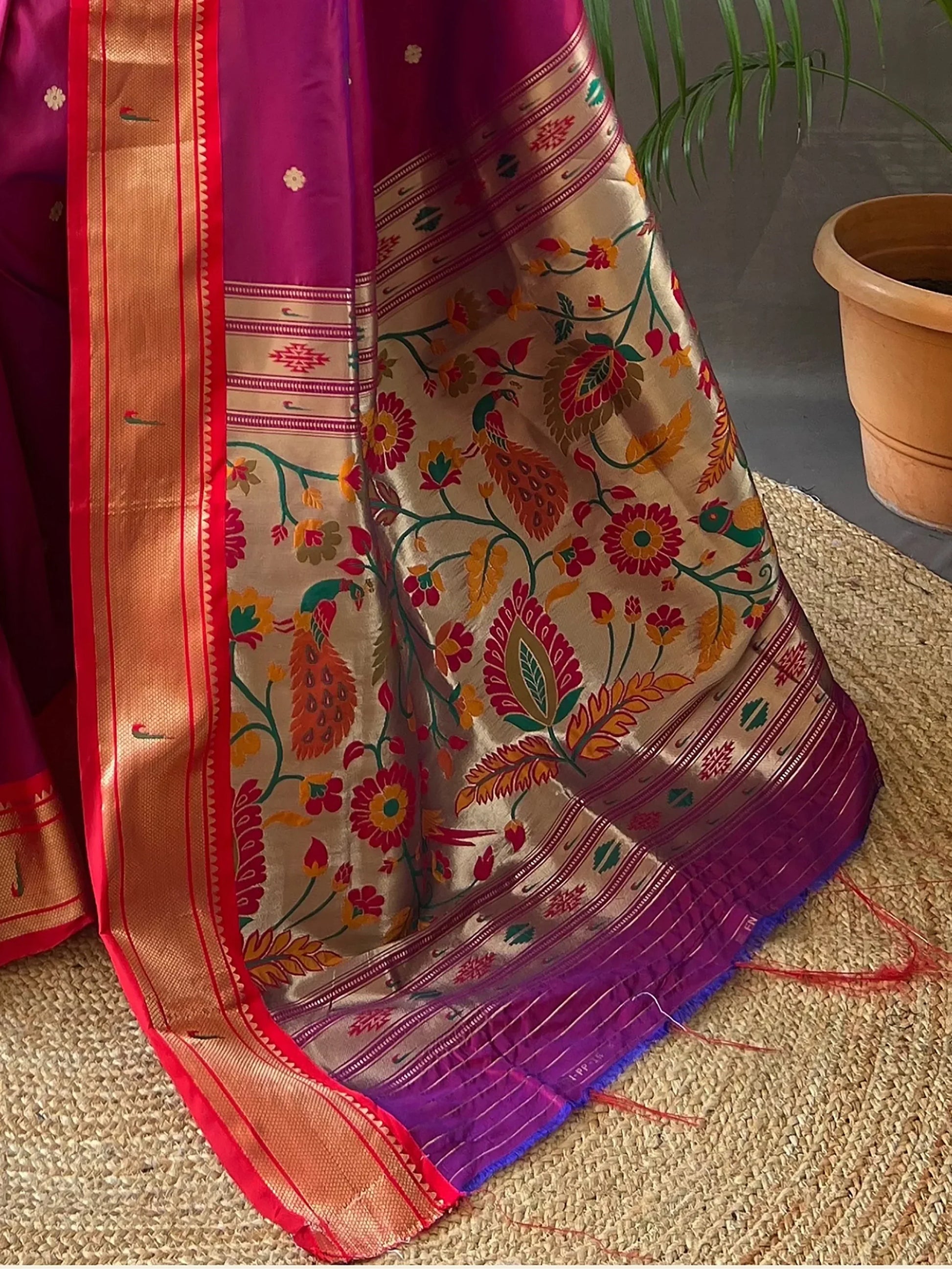 Bewitching Dark Pink Zari Work Silk Festive Wear Saree - Zeel Clothing