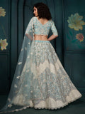 Bewitching Firozi Sequins Georgette Designer Lehenga Choli - Zeel Clothing