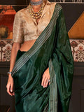 Bewitching Green Weaving Silk Mehendi Wear Saree With Blouse