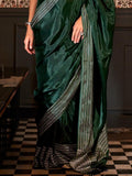 Bewitching Green Weaving Silk Mehendi Wear Saree With Blouse