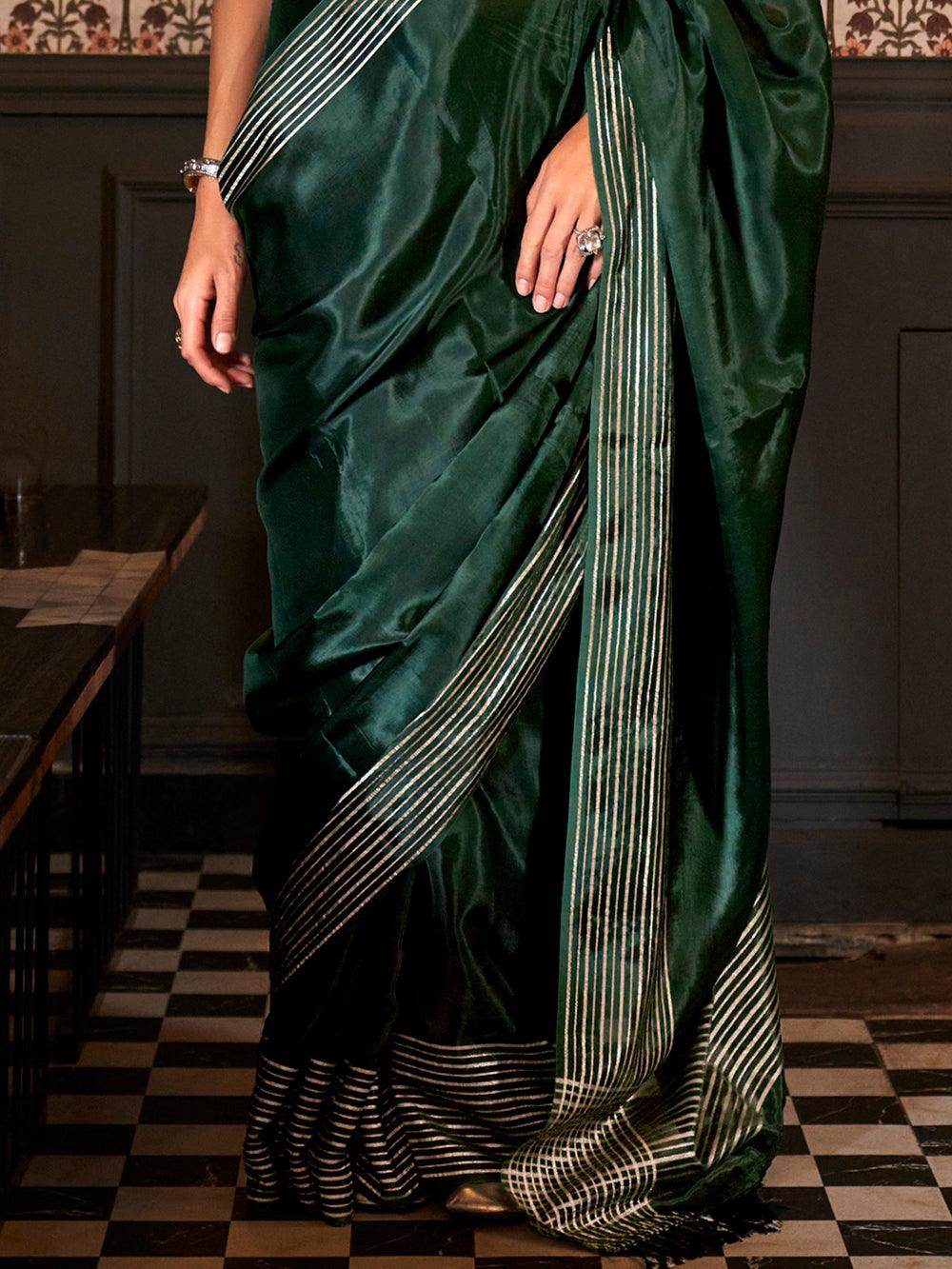 Bewitching Green Weaving Silk Mehendi Wear Saree With Blouse - Zeel Clothing