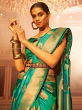Bewitching Green Woven Silk Traditional Saree With Blouse - Zeel Clothing