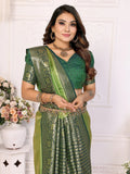 Bewitching Green Zari Weaving Banarasi Silk Evening Wear Saree - Zeel Clothing