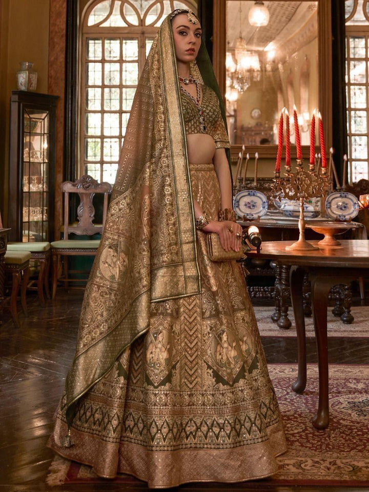 Bewitching Green Zari Weaving Rajwadi Silk Wedding Lehenga Choli - Zeel Clothing