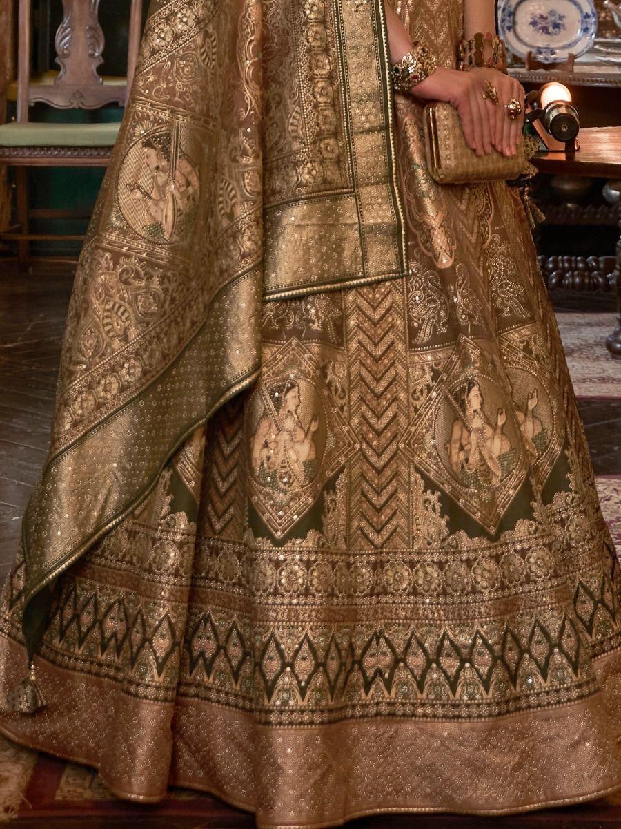 Bewitching Green Zari Weaving Rajwadi Silk Wedding Lehenga Choli - Zeel Clothing