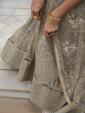 Bewitching Ivory Thread Work Net Engagement Wear Lehenga Choli - Zeel Clothing