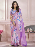Bewitching Lavender Digital Printed Silk Casual Wear Saree With Blouse - Zeel Clothing