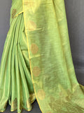 Bewitching Light Green Woven Silk Traditional Saree With Blouse - Zeel Clothing