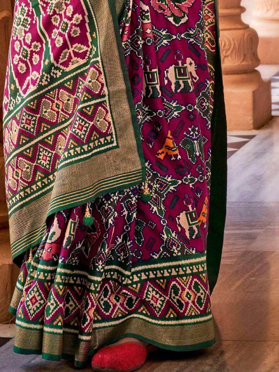 Bewitching Magenta Patola Printed Silk Event Wear Saree - Zeel Clothing