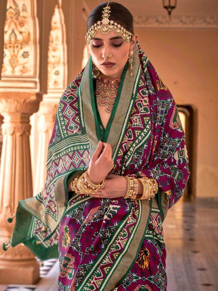Bewitching Magenta Patola Printed Silk Event Wear Saree - Zeel Clothing