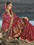 Bewitching Maroon Bandhani Printed Satin Saree With Blouse - Zeel Clothing