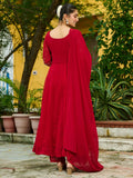 Bewitching Maroon Bead Work Georgette Wedding Wear Pant Suit With Dupatta