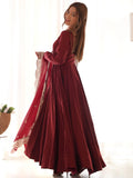 Bewitching Maroon Silk Traditional Anarkali Suit With Dupatta