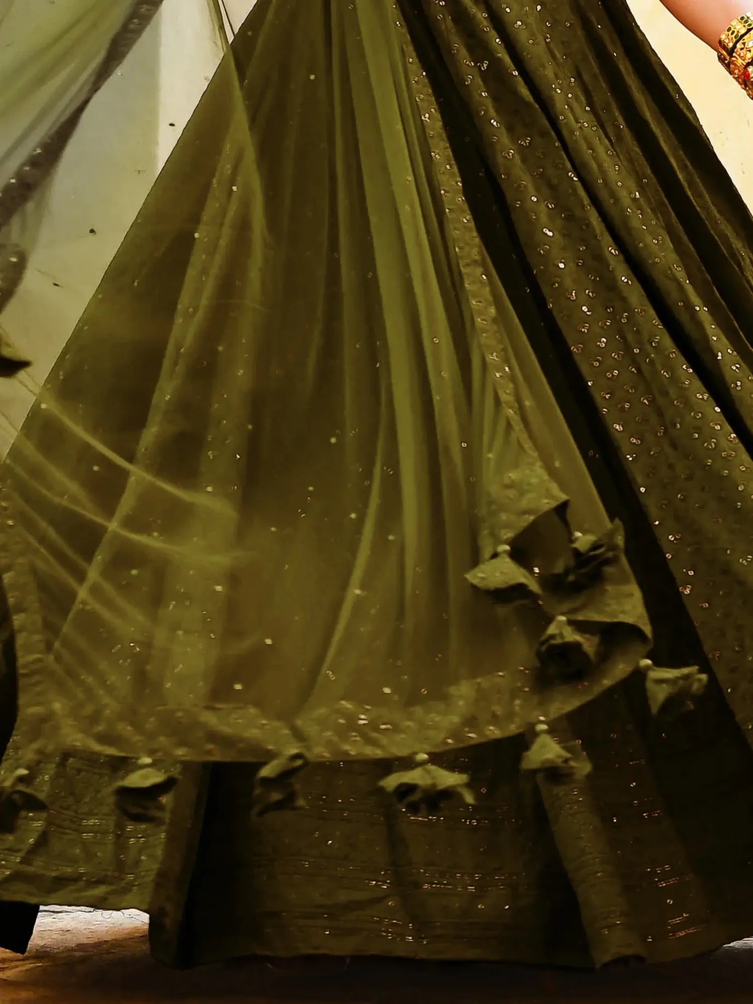 Bewitching Mehendi Green Sequins Georgette Lehenga Choli With Net Dupatta - Zeel Clothing