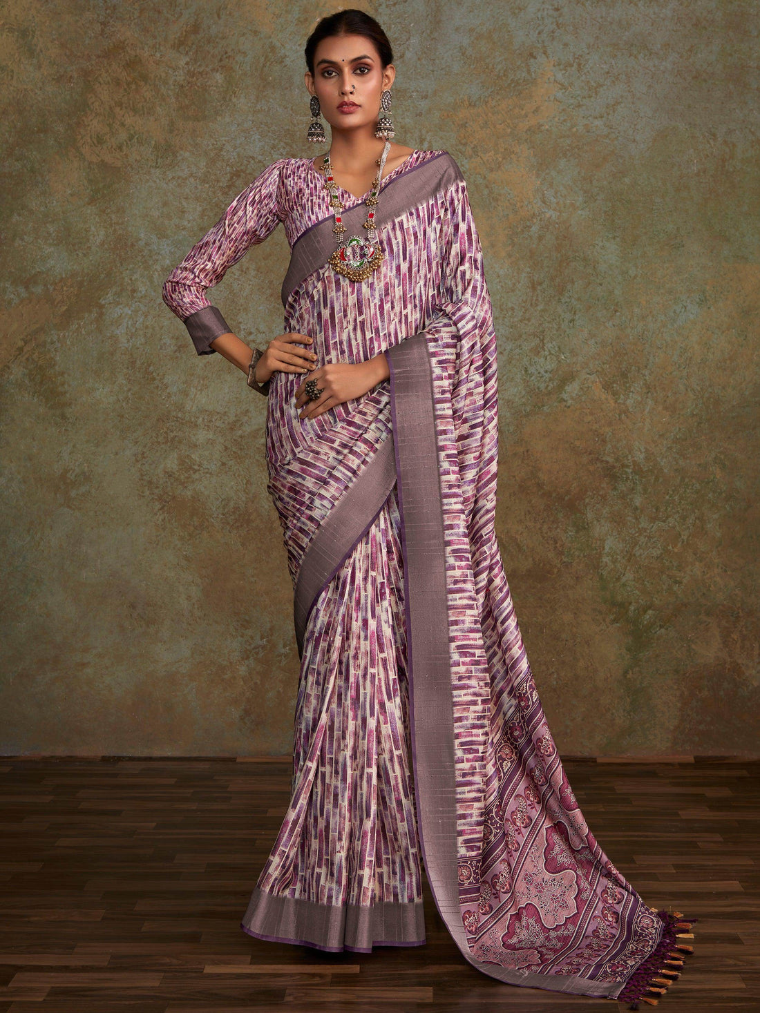 Bewitching Multi-Color Digital Printed Silk Traditional Saree With Blouse - Zeel Clothing