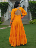 Bewitching Mustard Yellow Gamthi Work Rayon Navratri Wear Gown - Zeel Clothing