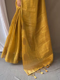 Bewitching Mustard Yellow Zari Weaving Tissue Silk Saree With Blouse - Zeel Clothing