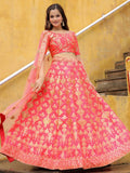 Bewitching Peach Embroidered Silk Wedding Lehenga Choli With Dupatta - Zeel Clothing
