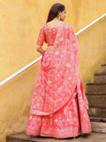 Bewitching Peach Embroidered Silk Wedding Lehenga Choli With Dupatta - Zeel Clothing