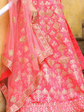 Bewitching Peach Embroidered Silk Wedding Lehenga Choli With Dupatta - Zeel Clothing