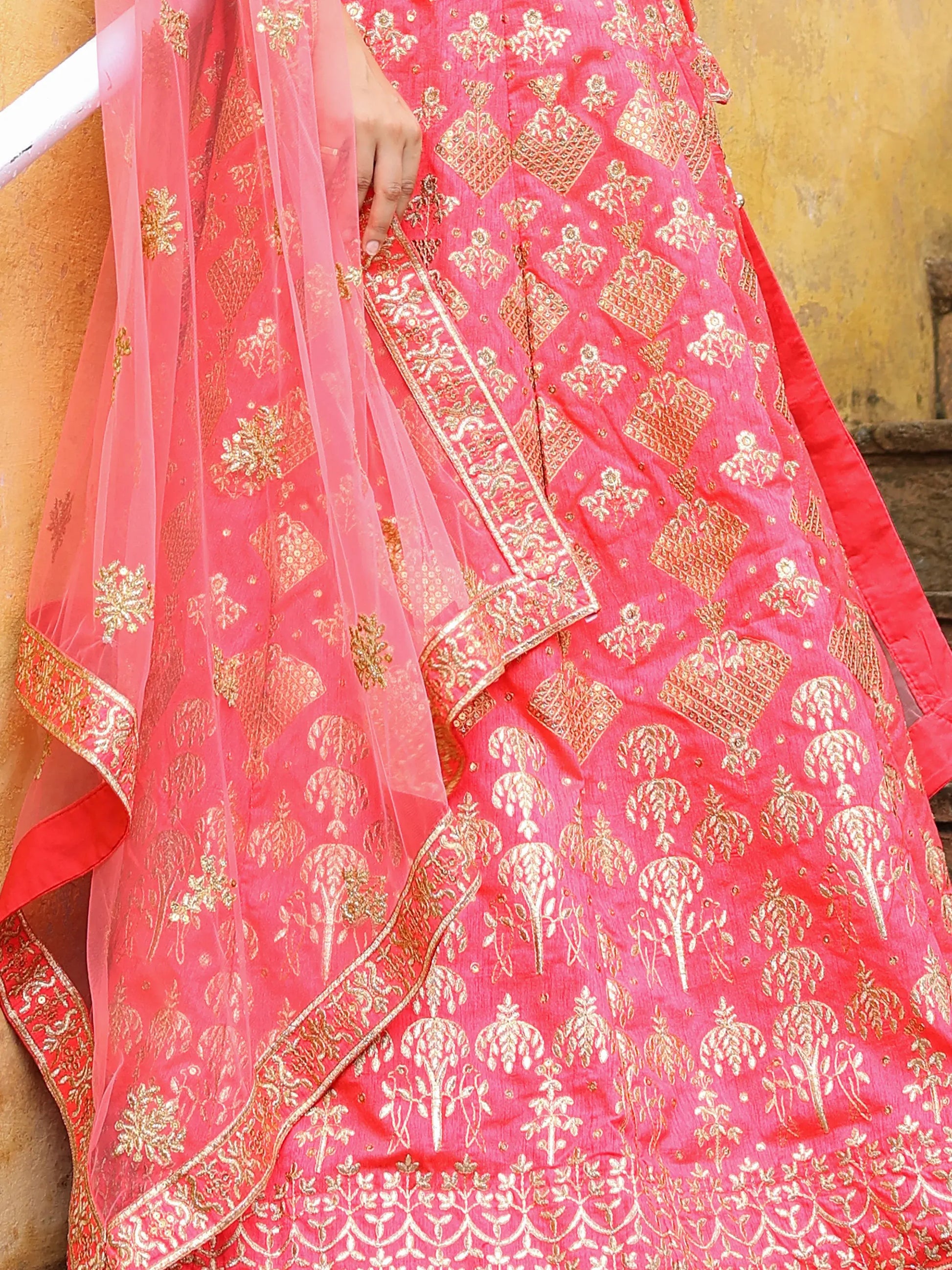 Bewitching Peach Embroidered Silk Wedding Lehenga Choli With Dupatta - Zeel Clothing