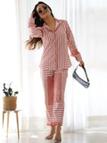 Bewitching Peach Printed Cotton Readymade Co-Ord Set