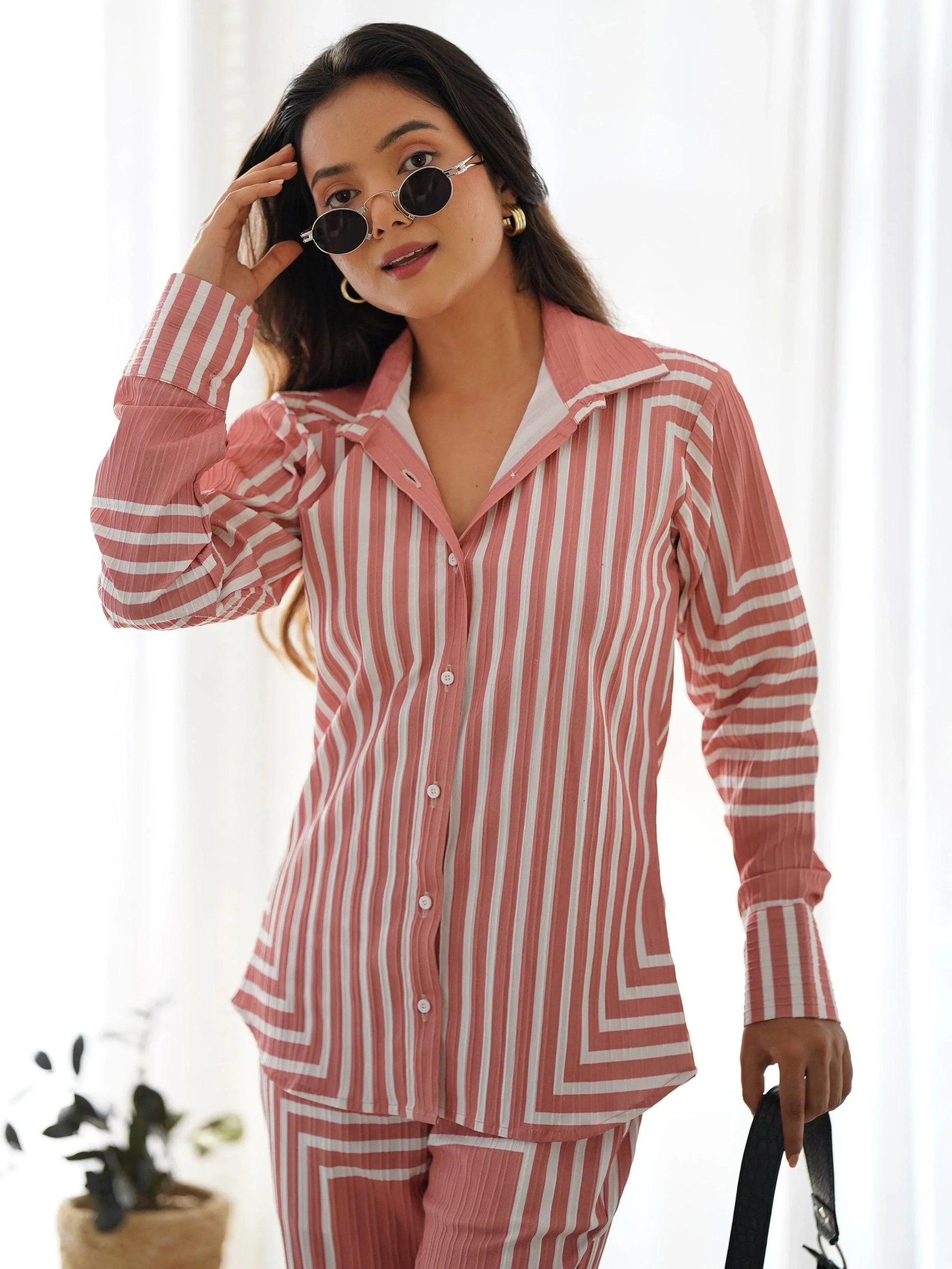 Bewitching Peach Printed Cotton Readymade Co-Ord Set