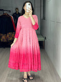 Bewitching Pink Chikankari Cotton Event Wear Dress - Zeel Clothing