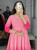 Bewitching Pink Chikankari Cotton Event Wear Dress - Zeel Clothing
