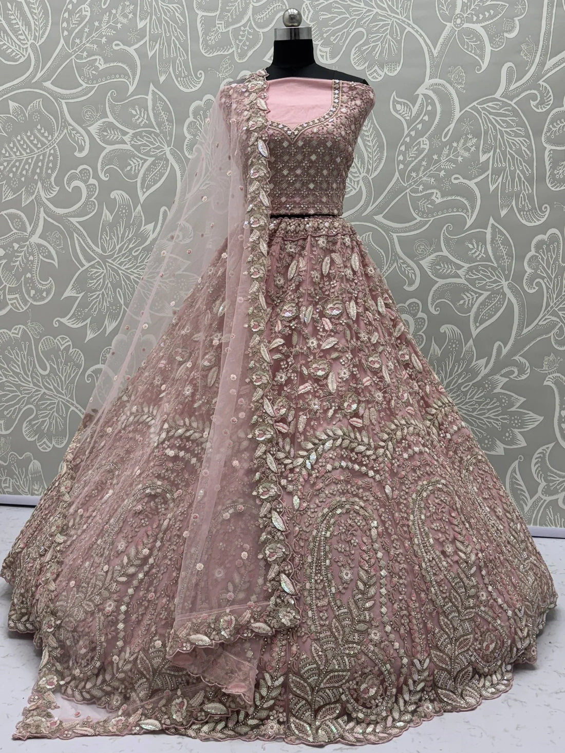 Bewitching Pink Dori Work Net Engagement Wear Lehenga Choli With Dupatta - Zeel Clothing