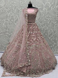 Bewitching Pink Dori Work Net Engagement Wear Lehenga Choli With Dupatta - Zeel Clothing