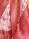 Bewitching Pink Floral Print Softy Silk Wedding Wear Saree - Zeel Clothing