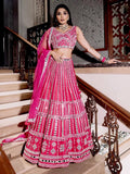 Bewitching Pink Mirror Work Silk Bridesmaid Lehenga Choli With Dupatta - Zeel Clothing