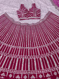 Bewitching Pink Mirror Work Silk Bridesmaid Lehenga Choli With Dupatta - Zeel Clothing
