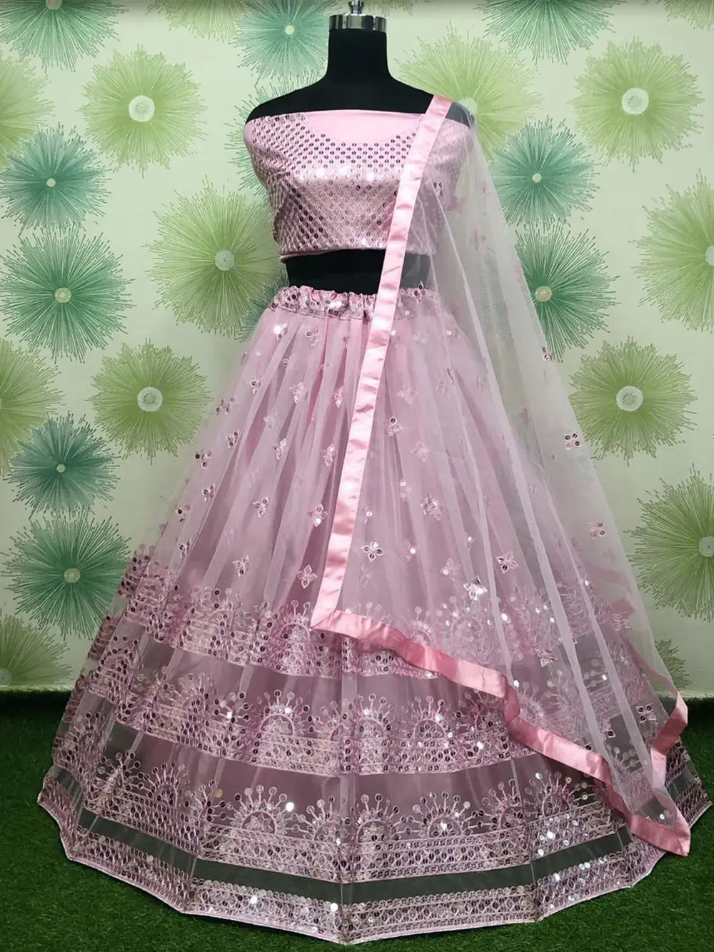 Bewitching Pink Sequins Net Engagement Wear Lehenga Choli - Zeel Clothing