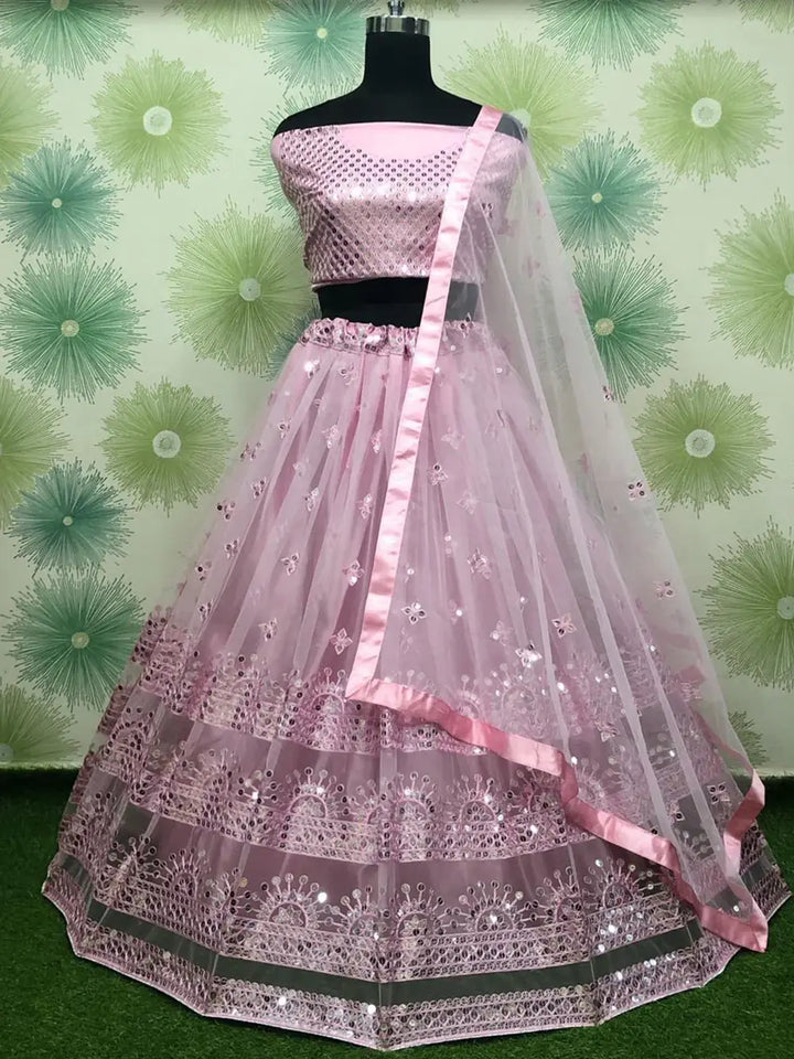 Bewitching Pink Sequins Net Engagement Wear Lehenga Choli - Zeel Clothing