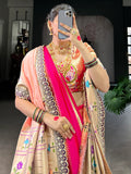 Bewitching Pink Zari Weaving Nauvari Wedding Wear Saree With Dupatta - Zeel Clothing
