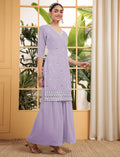 Bewitching Purple Sequins Georgette Event Wear Sharara Suit With Dupatta - Zeel Clothing