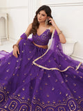Bewitching Purple Sequins Net Sangeet Wear Lehenga Choli - Zeel Clothing
