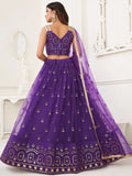 Bewitching Purple Sequins Net Sangeet Wear Lehenga Choli - Zeel Clothing