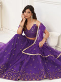 Bewitching Purple Sequins Net Sangeet Wear Lehenga Choli - Zeel Clothing
