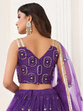 Bewitching Purple Sequins Net Sangeet Wear Lehenga Choli - Zeel Clothing