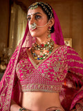 Bewitching Rani Pink Embroidered Silk Bridal Lehenga Choli With Double Dupatta