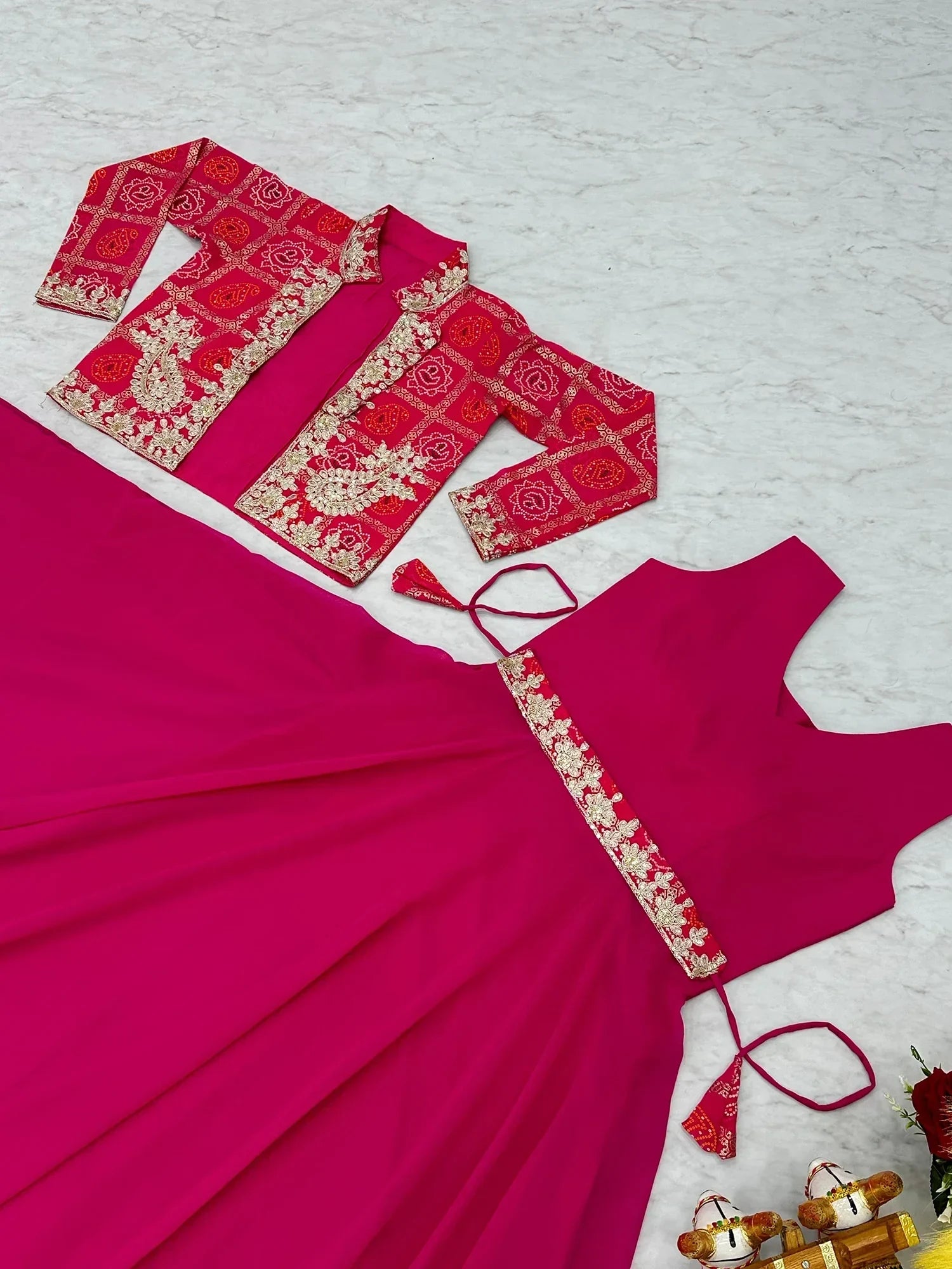 Bewitching Rani Pink Sequins Georgette Event Wear Gown With Koti - Zeel Clothing