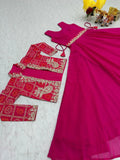 Bewitching Rani Pink Sequins Georgette Event Wear Gown With Koti - Zeel Clothing